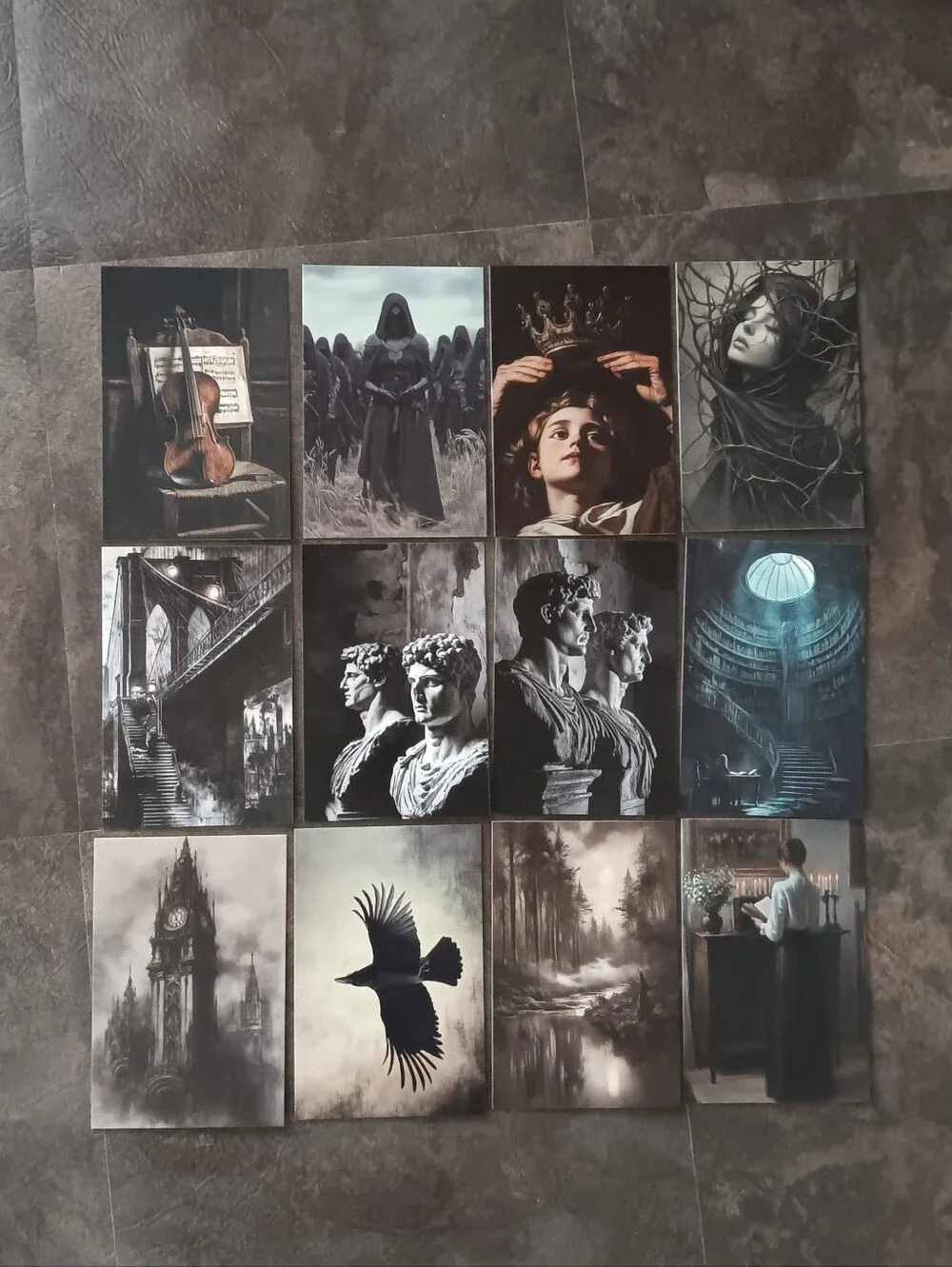 Dark Gothic Postcard Set Of 12, Academia Art Print Correspondence Notes 4x6